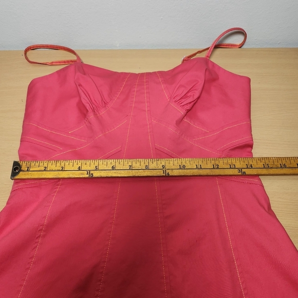 Citrine Hot Pink Vintage 2000s Y2K Fairycore Orange Threaded Dress 6 - Picture 8 of 12